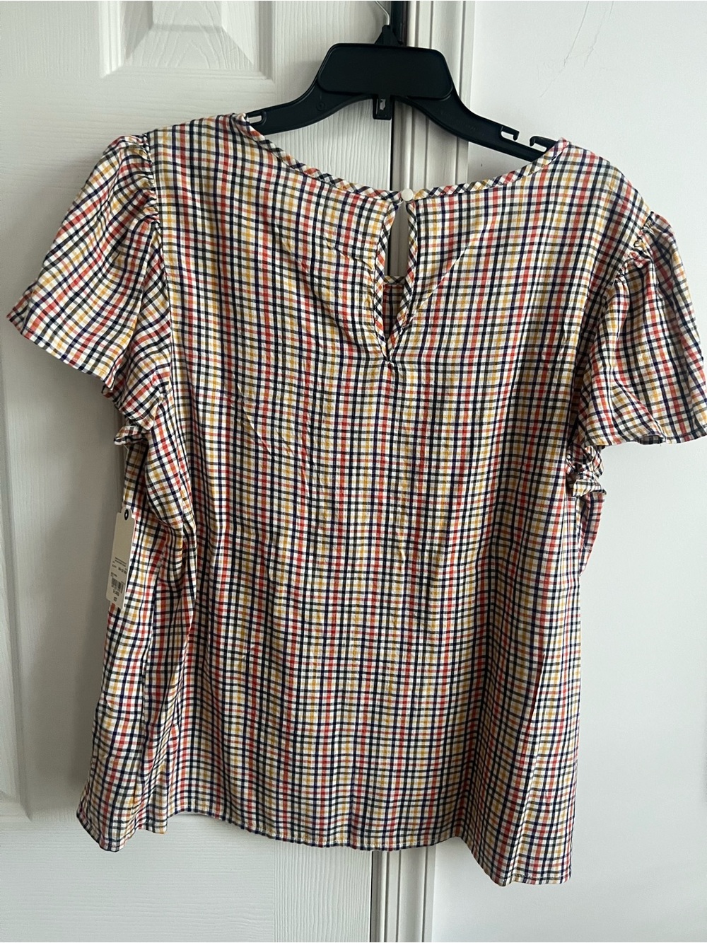 St John’s Bay Women's Multicolor Plaid Short Sleeve Blouse Xl - Picture 7 of 9